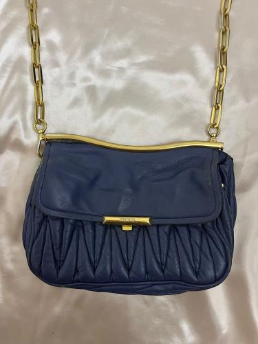 Miu Miu Blue Leather Chain Shoulder Bag