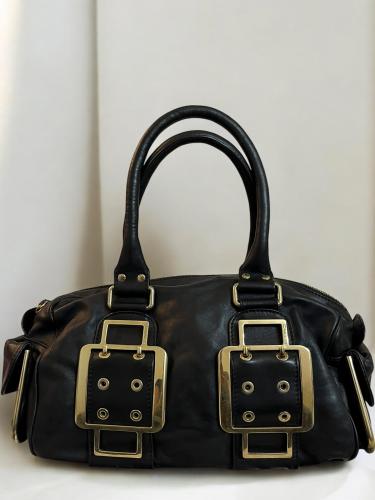 Etro Leather Satchel with Gold Details (Black)