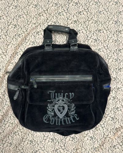 Juicy Couture Velour Travel Bag / Backpack — Black