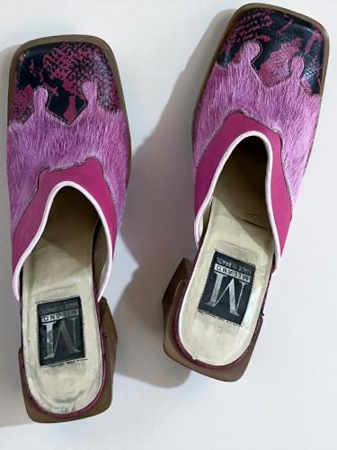 Milano Pink Leather Heeled Shoes - Size 40