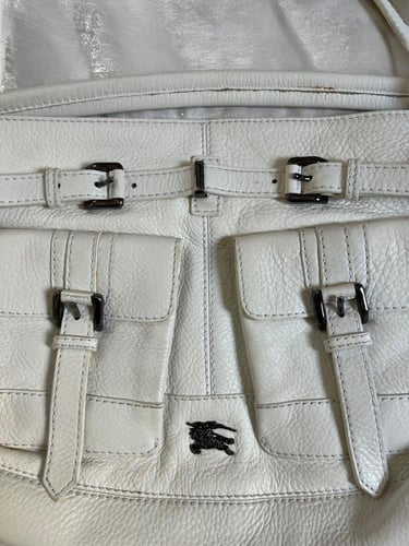 The belt leather handbag Burberry White in Leather