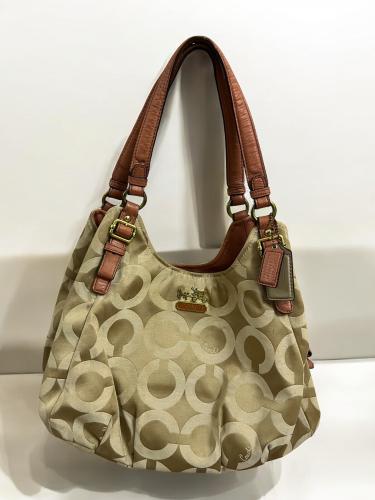 Coach Beige/Orange Op Art Canvas and Leather Madis...