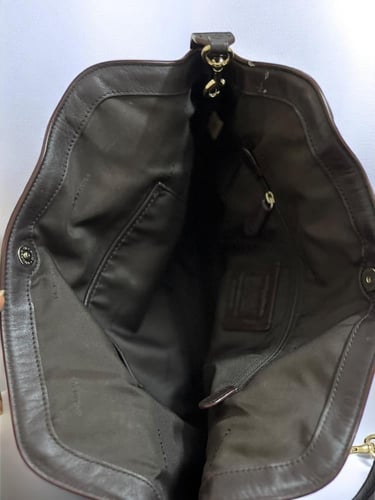 Coach Beige/Brown Signature Canvas and Leather Sat...