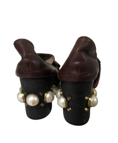 GUCCI Mid-heel leather loafers ,size:36