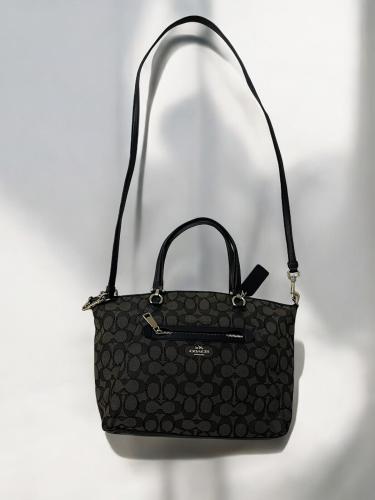 Coach Grey/Black Signature Canvas and Leather Prai...