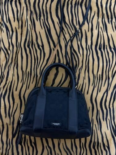 Coach Black Signature Fabric Mini Handbag