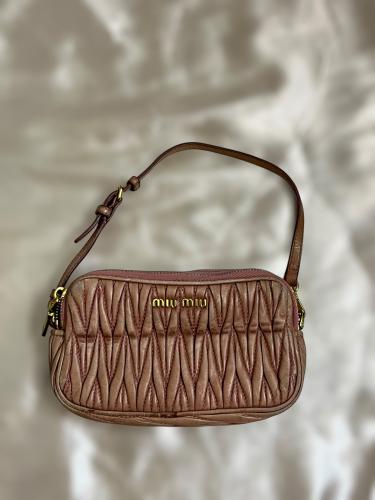 Miu Miu Brown Matelassé Leather Mini Shoulder Bag