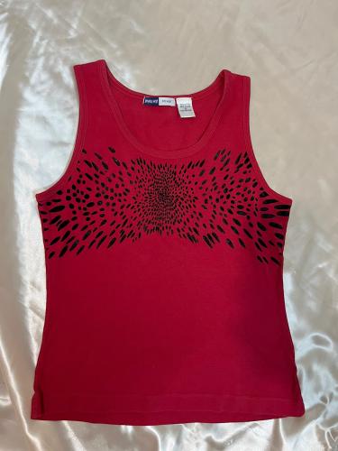 Jeanswest Red Sleeveless Graphic Top - Size 12