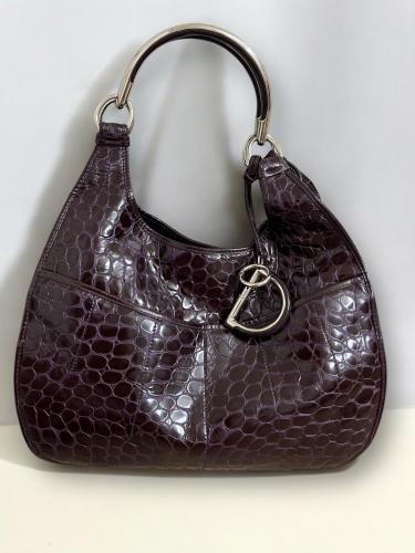 Dior Purple Croc Embossed Patent Leather 61 Tote
