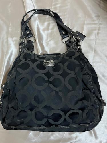 Coach Black Signature Fabric Shoulder Bag