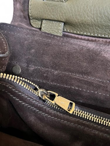 YVES SAINT LAURENT brown/Purple Pebbled Leather La...