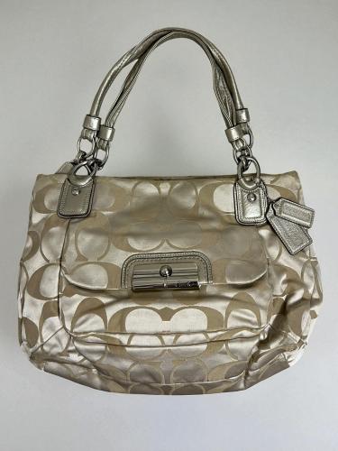 Coach Grey Signature Canvas and Lizard Embossed Le...