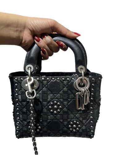 Dior Mini Lady Dior Supple Bag in Studded Calfskin...