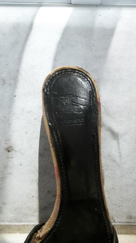 Burberry Black Leather Cross Strap Slides Size 39