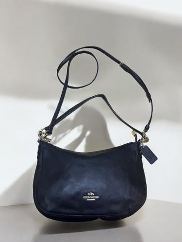 Coach black leather shoulder bag
