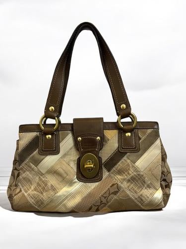 Coach Brown/Multicolor Leather and Canvas Patchwor...