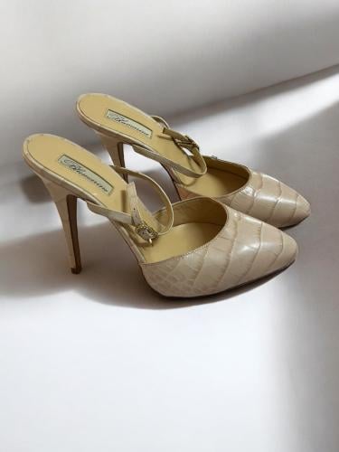 Balmain Beige Slingback Heels ,size :37