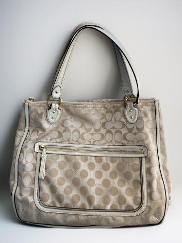 Coach Signature Canvas Poppy Hallie Tote Shoulder...