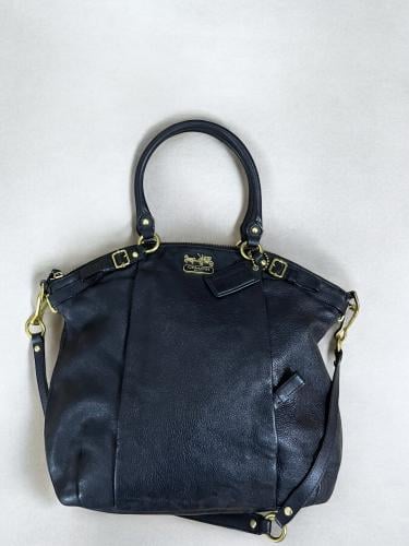 Coach F15653 Ashley Carriage Black Leather Satchel