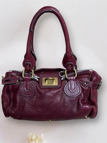 Chloe Crimson Red Leather Medium Paddington Satche...