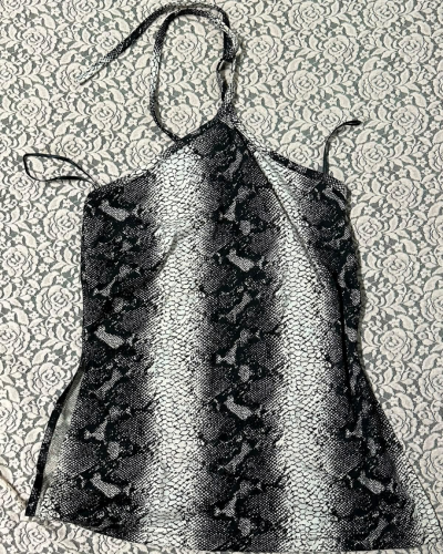 A&K Collection Snakeskin Print Halter Top & Trousers Set — Size 42