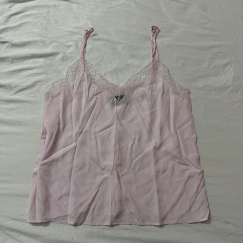 The Kooples Light Pink Lace Trim Silk Cami Top- size m