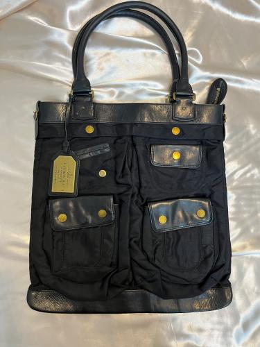 Ralph Lauren Black Leather and Nylon Tote Bag