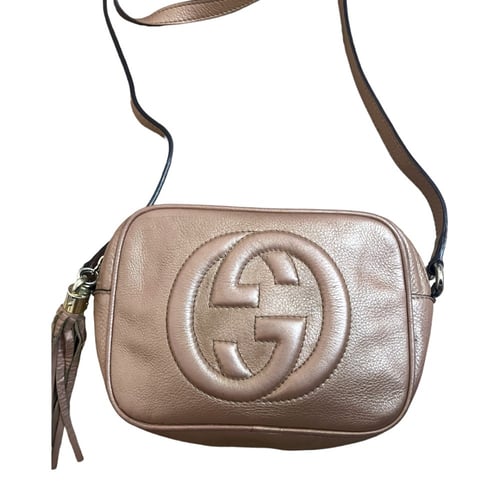 Gucci Metallic Beige Leather Small Soho Disco Shou...