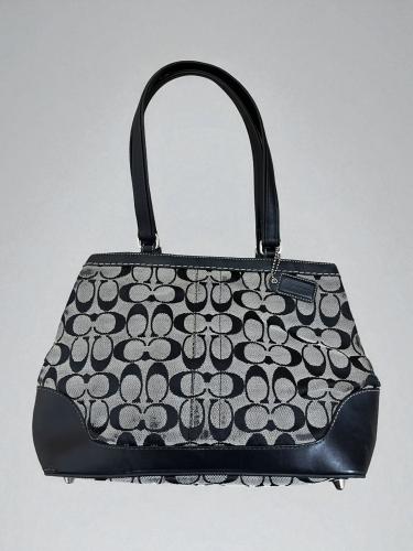 Coach Signature Canvas Leather Handbag 6830 Grey