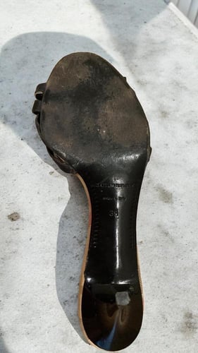 Burberry Black Leather Cross Strap Slides Size 39