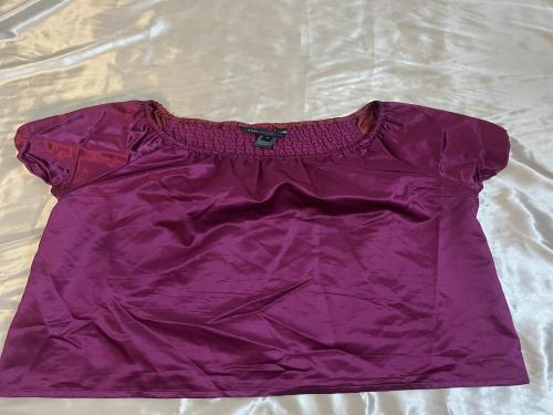 Marc by Marc Jacobs Burgundy Silk Short Sleeve Top...