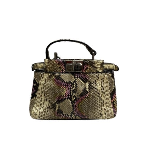 Fendi Python Leather Mini Peekaboo Top Handle Bag