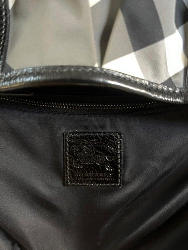 Burberry Black/Grey Beat Check Canvas and Patent L...