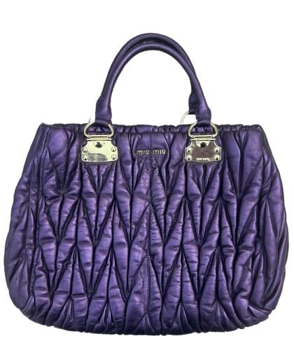 Miu Miu Purple Patent Leather Textured Matelasse T...