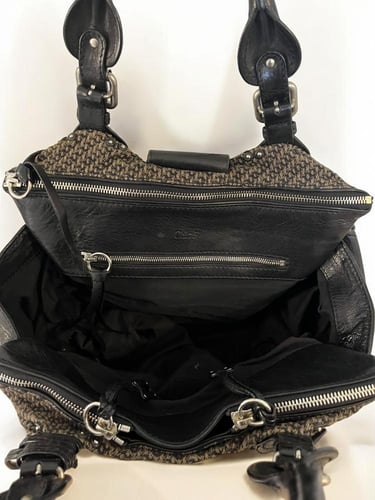 Chloé Paddington in tweed and black leather