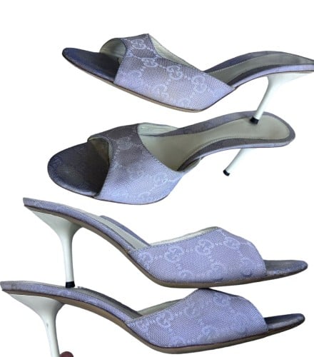 GUCCI GG LAVENDER LILAC SLIDES MULES