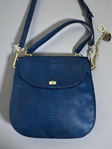Henri Bendel Blue Snake-Embossed Leather Bag
