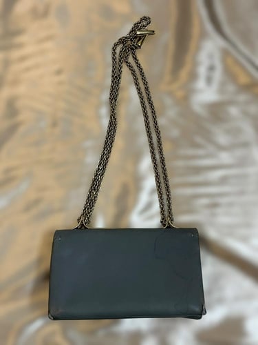 Valentino Grey Leather Chain Shoulder Bag with Gol...
