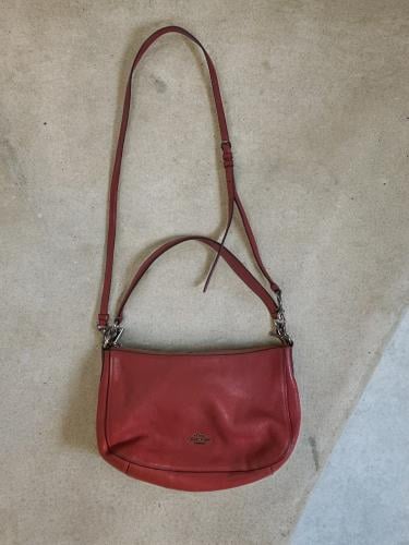 Coach Cherry Red Pebbled Leather Chelsea 32 Hobo P...
