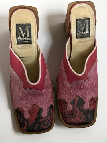 Milano Pink Leather Heeled Shoes - Size 40