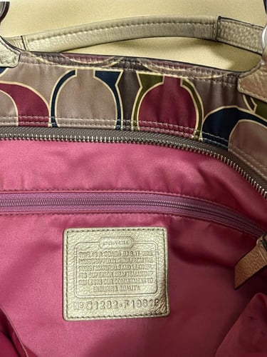 Coach Multicolor Op Art Satin and Leather Side Poc...
