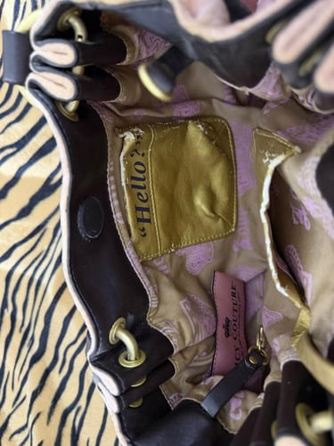 Juicy Couture Pink and Black Velvet Handbag