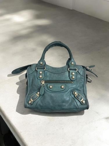 ‏BALENCIAGA SKY BLUE MINI CITY BAG