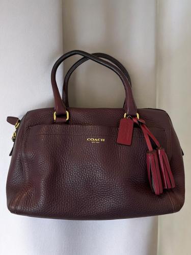 Coach Leather Turnlock Satchel.