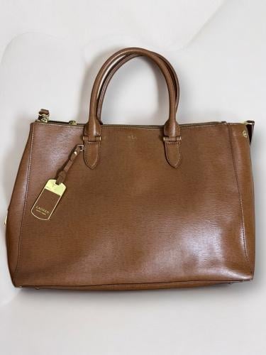 LAUREN RALPH LAUREN Double Zip Leather Satchel Col...