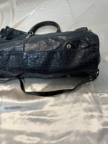 Gianni Bini Black Leather Large Tote Bag