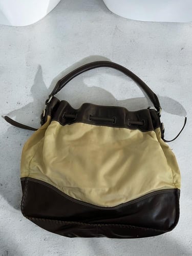Prada Tessuto Shoulder Neutrals Bucket Bag