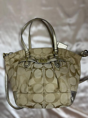Coach Beige Monogrammed Tote Bag
