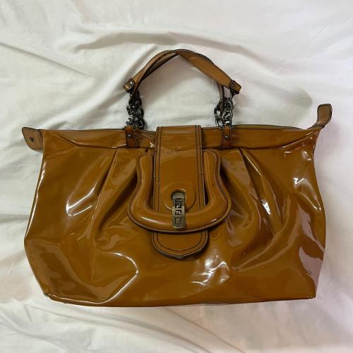 Fendi Mustard Yellow Patent Leather Spy Bag