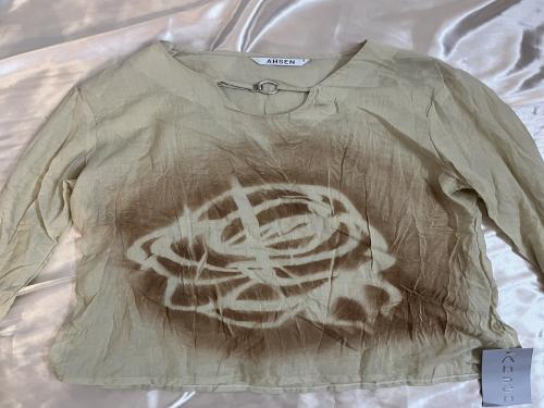 AHSEN Beige Printed Long Sleeve Top - Size 3 m-L